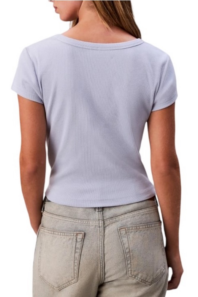 CALVIN KLEIN JEANS WOVEN LABEL 2X2 RIB BABY T-SHIRT ΜΠΛΟΥΖΑ ΓΥΝΑΙΚΕΙΑ CIEL