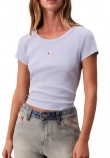 CALVIN KLEIN JEANS WOVEN LABEL 2X2 RIB BABY T-SHIRT ΜΠΛΟΥΖΑ ΓΥΝΑΙΚΕΙΑ CIEL