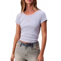 CALVIN KLEIN JEANS WOVEN LABEL 2X2 RIB BABY T-SHIRT ΜΠΛΟΥΖΑ ΓΥΝΑΙΚΕΙΑ CIEL