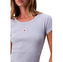 CALVIN KLEIN JEANS WOVEN LABEL 2X2 RIB BABY T-SHIRT ΜΠΛΟΥΖΑ ΓΥΝΑΙΚΕΙΑ CIEL