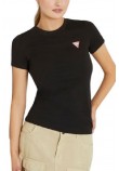GUESS  CN MINI TRIANGLE TEE T-SHIRT ΜΠΛΟΥΖΑ ΓΥΝΑΙΚΕΙΑ BLACK