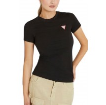 GUESS  CN MINI TRIANGLE TEE T-SHIRT ΜΠΛΟΥΖΑ ΓΥΝΑΙΚΕΙΑ BLACK