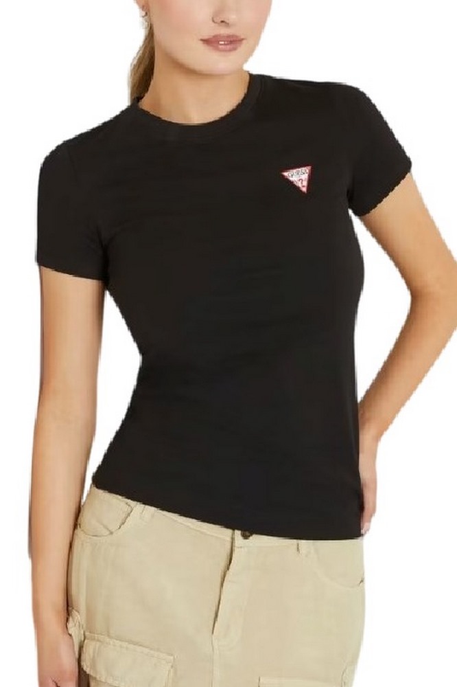 GUESS CN MINI TRIANGLE TEE T-SHIRT ΜΠΛΟΥΖΑ ΓΥΝΑΙΚΕΙΑ BLACK