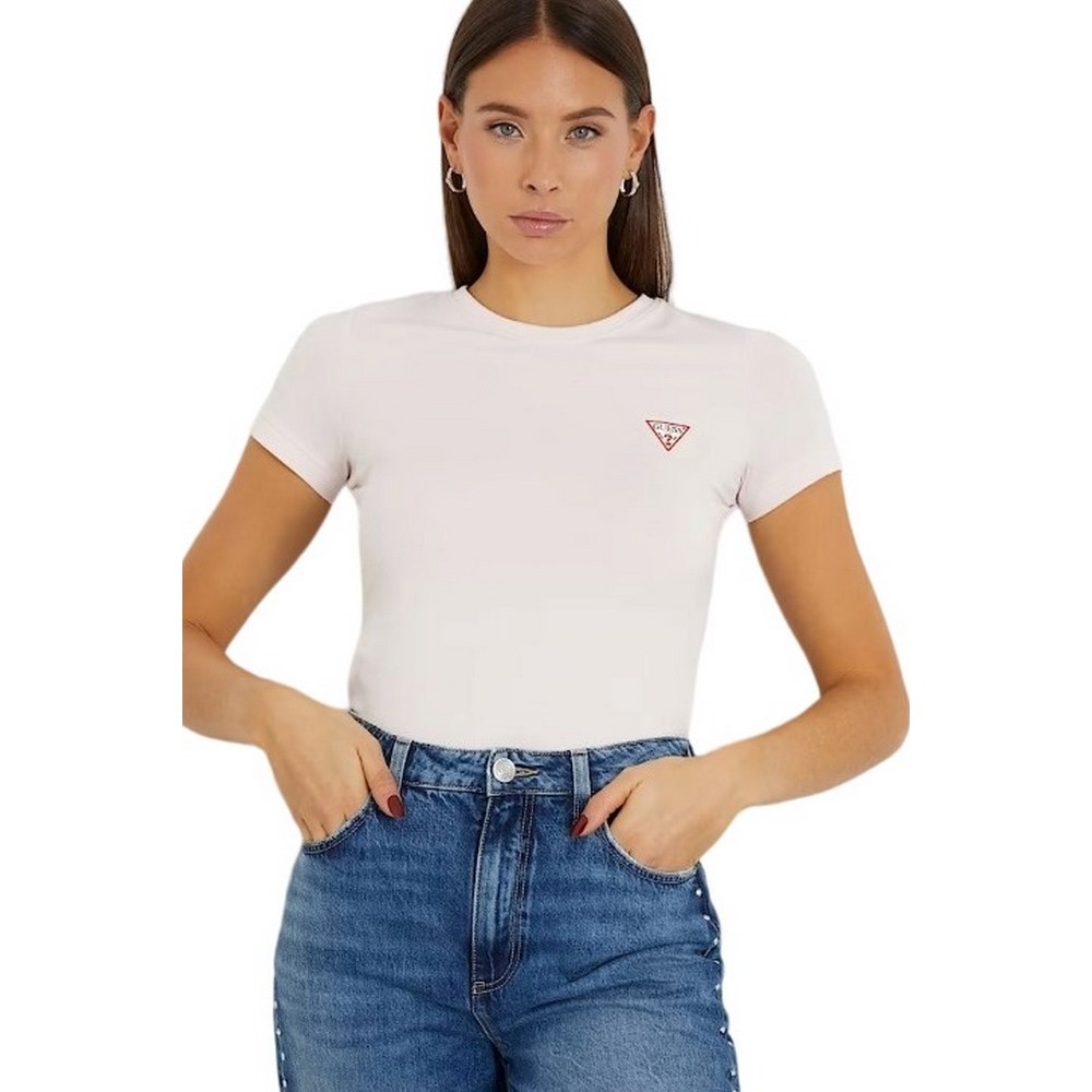 GUESS  CN MINI TRIANGLE TEE T-SHIRT ΜΠΛΟΥΖΑ ΓΥΝΑΙΚΕΙΑ PINK