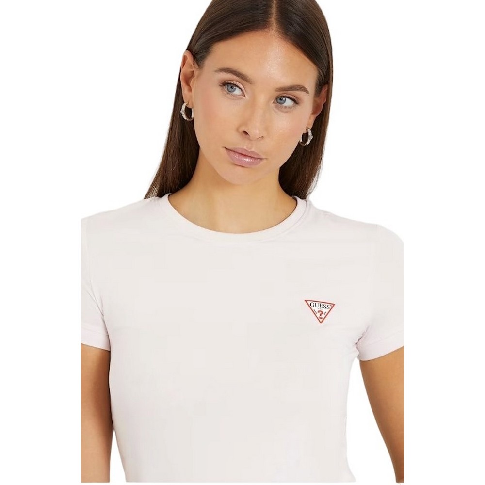 GUESS  CN MINI TRIANGLE TEE T-SHIRT ΜΠΛΟΥΖΑ ΓΥΝΑΙΚΕΙΑ PINK