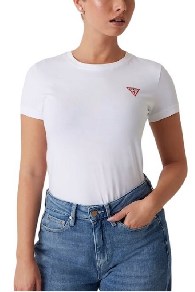 GUESS  CN MINI TRIANGLE TEE T-SHIRT ΜΠΛΟΥΖΑ ΓΥΝΑΙΚΕΙΑ WHITE