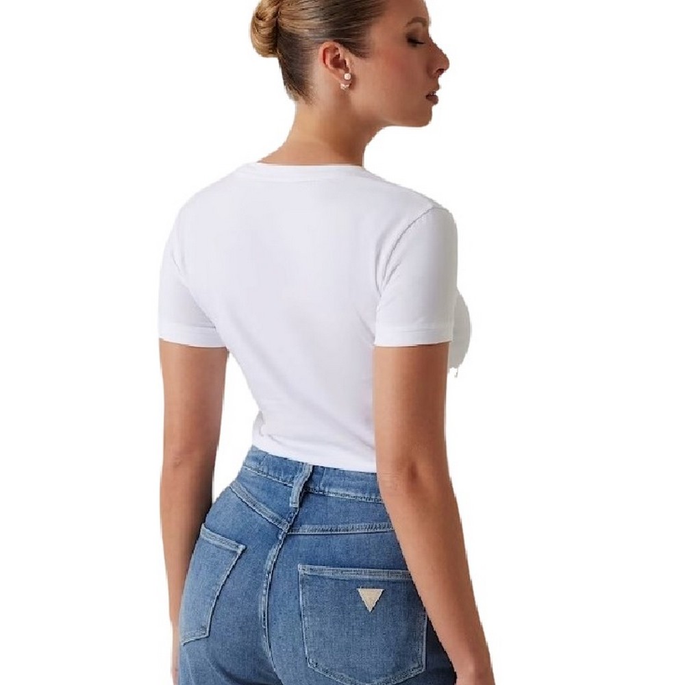 GUESS  CN MINI TRIANGLE TEE T-SHIRT ΜΠΛΟΥΖΑ ΓΥΝΑΙΚΕΙΑ WHITE