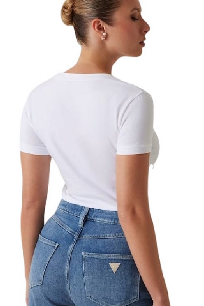 GUESS  CN MINI TRIANGLE TEE T-SHIRT ΜΠΛΟΥΖΑ ΓΥΝΑΙΚΕΙΑ WHITE