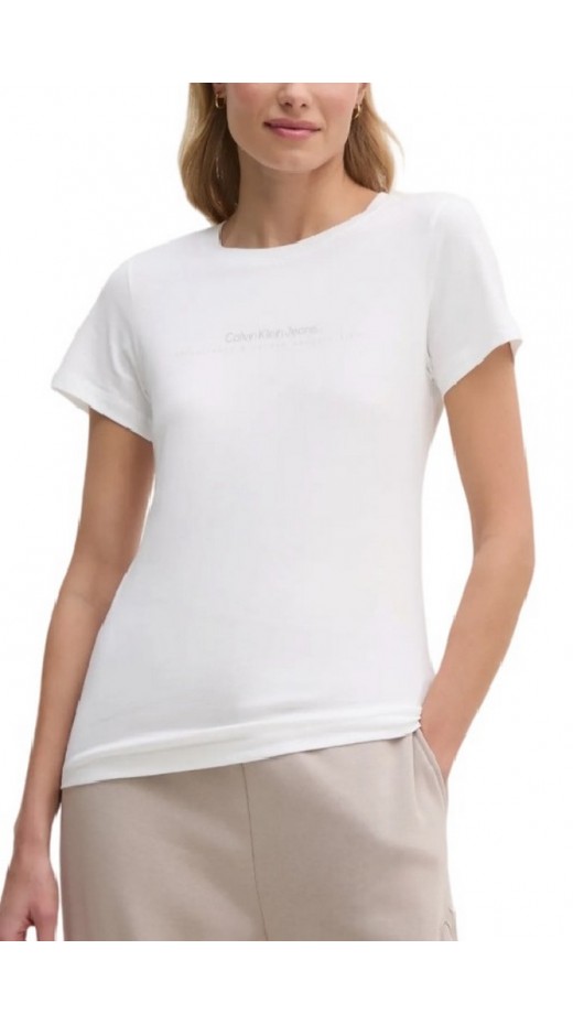 CALVIN KLEIN JEANS INSTITUTIONAL GRAPHIC SLIM ΜΠΛΟΥΖΑ ΓΥΝΑΙΚΕΙΑ BRIGHT WHITE