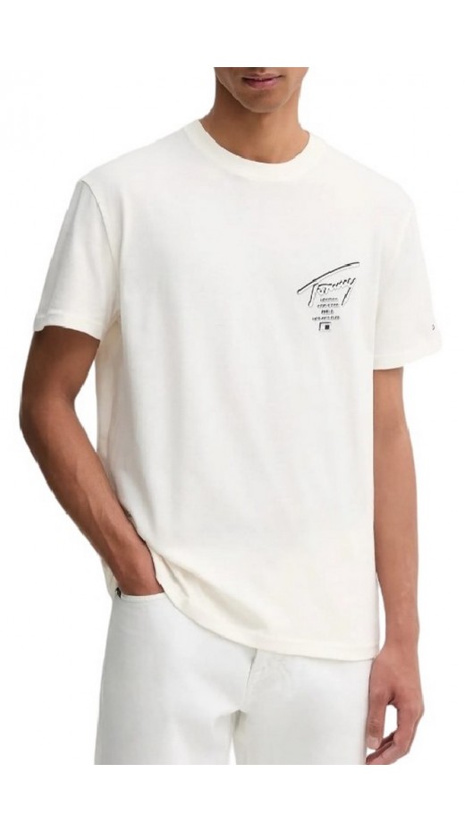 TOMMY JEANS REG SIGN CITY TEE EXT T-SHIRT ΜΠΛΟΥΖΑ ΑΝΔΡΙΚΗ OFF WHITE