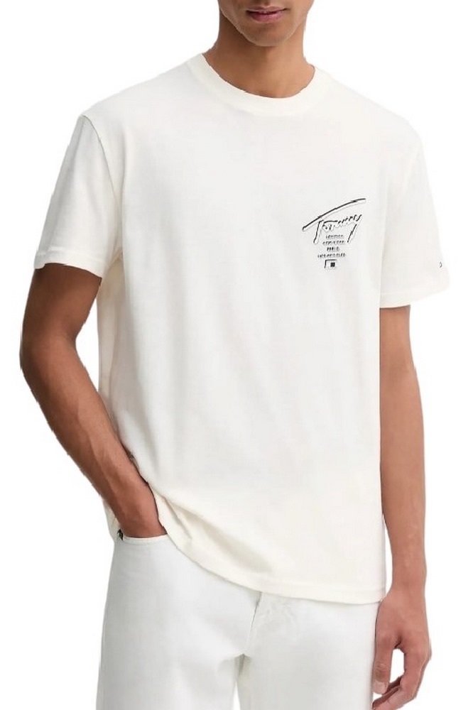 TOMMY JEANS REG SIGN CITY TEE EXT T-SHIRT ΜΠΛΟΥΖΑ ΑΝΔΡΙΚΗ OFF WHITE