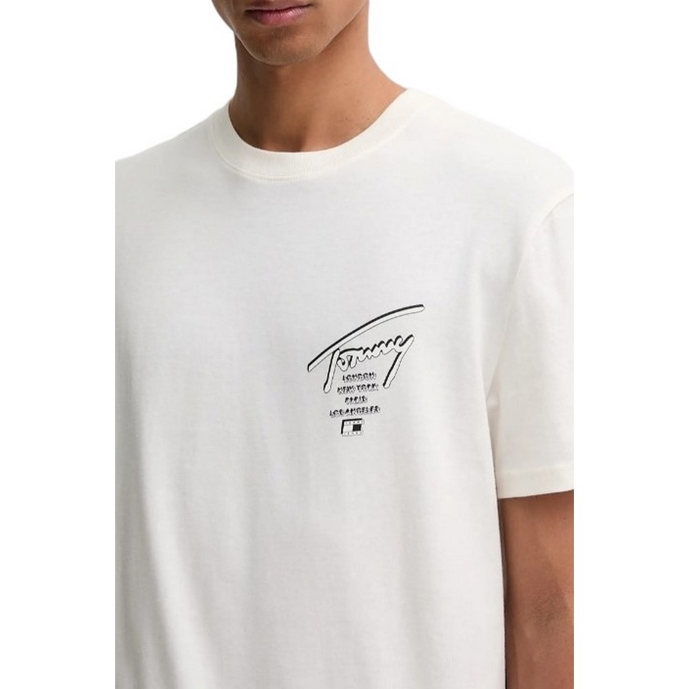 TOMMY JEANS REG SIGN CITY TEE EXT T-SHIRT ΜΠΛΟΥΖΑ ΑΝΔΡΙΚΗ OFF WHITE
