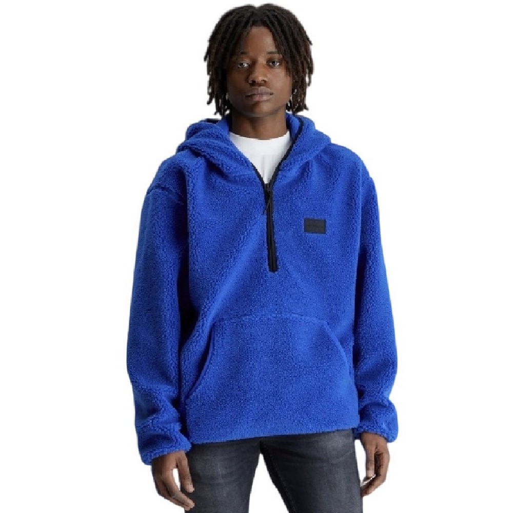 CALVIN KLEIN JEANS SHERPA HALF ZIP HOODIE ΜΠΛΟΥΖΑ ΑΝΔΡΙΚΗ BLUE