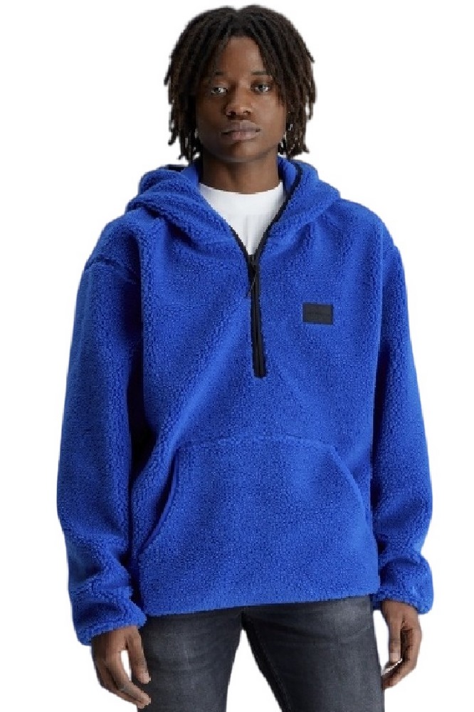 CALVIN KLEIN SHERPA HALF ZIP HOODIE ΜΠΛΟΥΖΑ ΑΝΔΡΙΚΗ BLUE