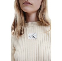 CALVIN KLEIN JEANS BADGE CROPPED SWEATER ΜΠΛΟΥΖΑ ΓΥΝΑΙΚΕΙΑ ECRU