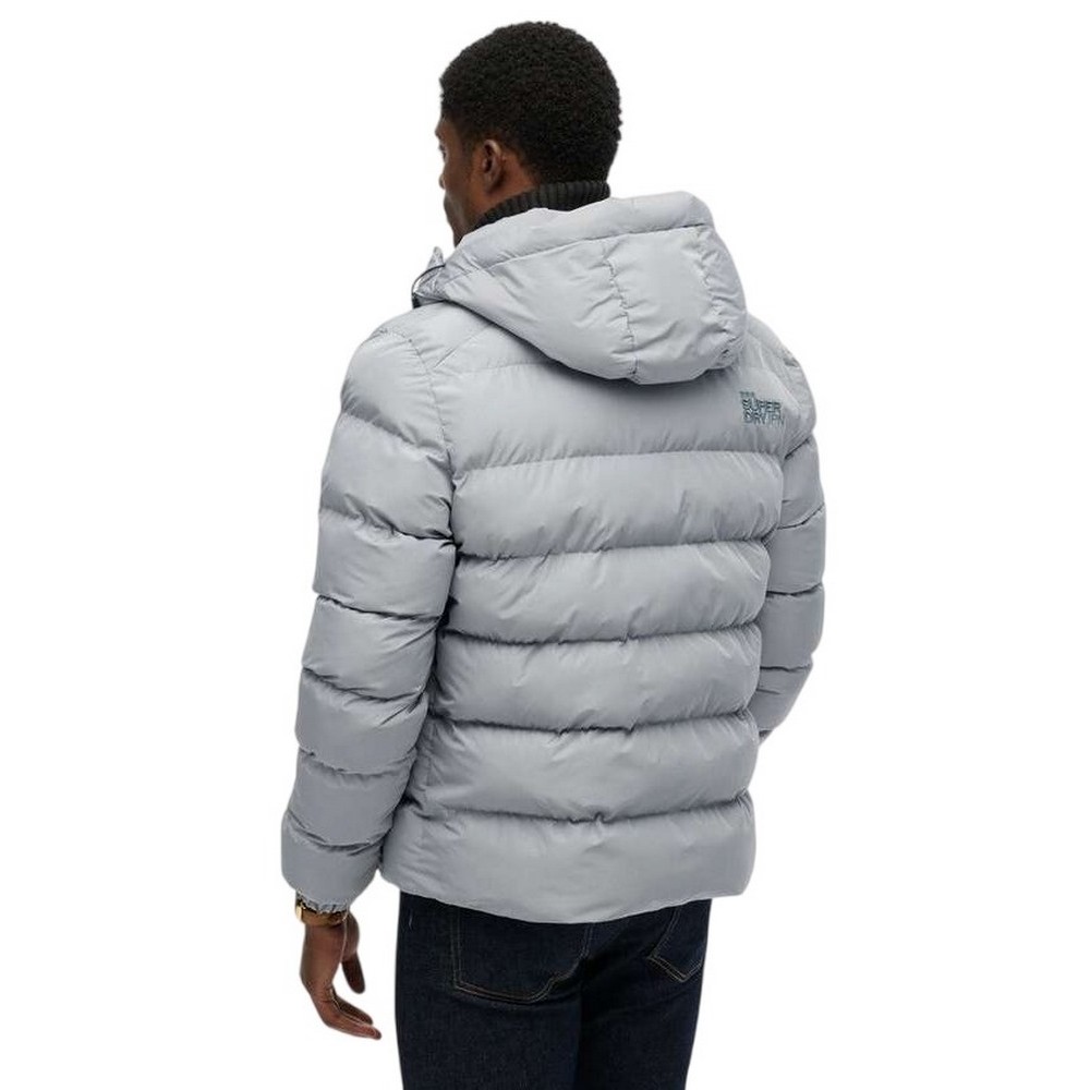 SUPERDRY D1 SDSW HOODED SPORTS PUFFER JACKET ΜΠΟΥΦΑΝ ΑΝΔΡΙΚΟ WASHED DENIM