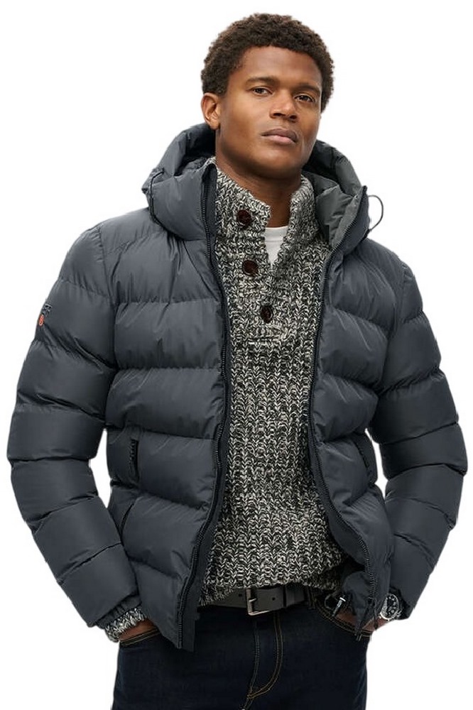 SUPERDRY D1 SDSW HOODED SPORTS PUFFER JACKET ΜΠΟΥΦΑΝ ΑΝΔΡΙΚΟ EBONY