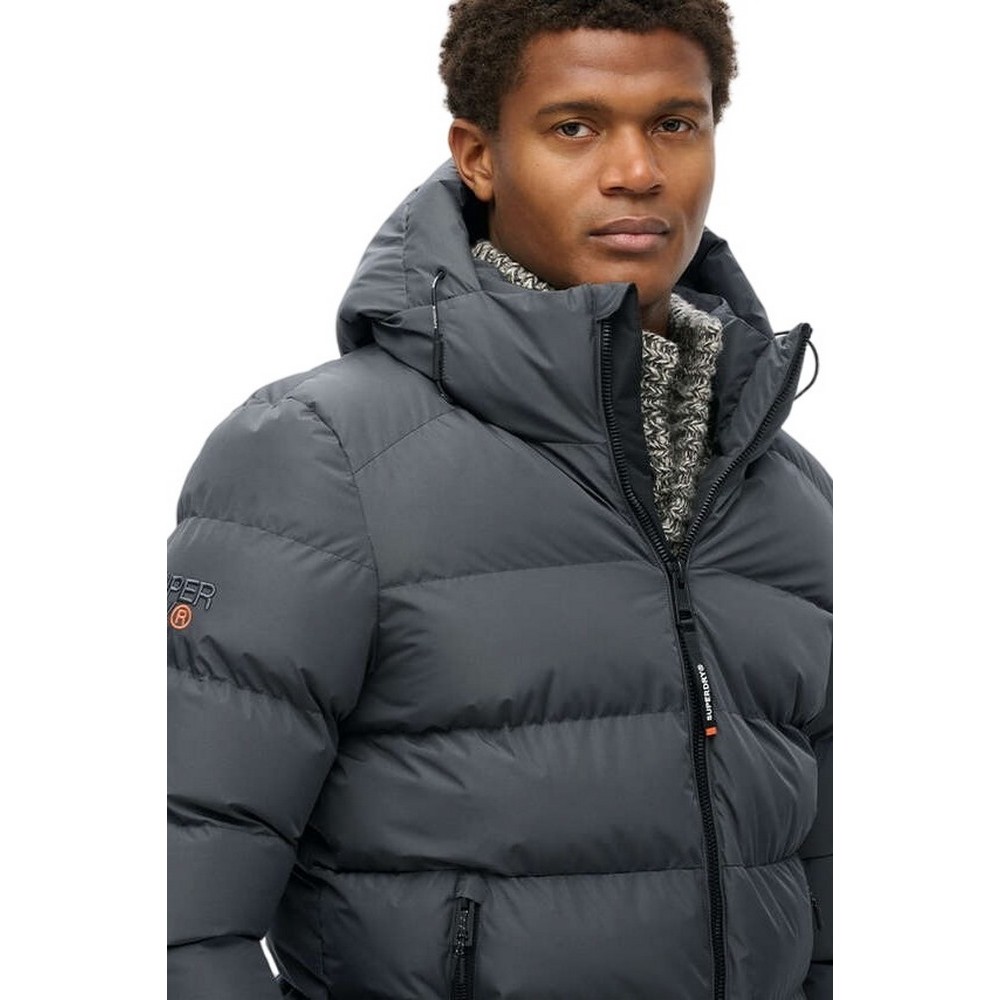 SUPERDRY D1 SDSW HOODED SPORTS PUFFER JACKET ΜΠΟΥΦΑΝ ΑΝΔΡΙΚΟ EBONY
