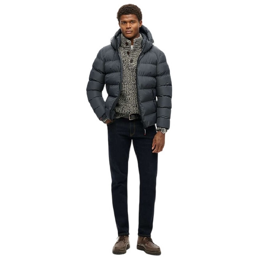 SUPERDRY D1 SDSW HOODED SPORTS PUFFER JACKET ΜΠΟΥΦΑΝ ΑΝΔΡΙΚΟ EBONY