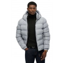 SUPERDRY D1 SDSW HOODED SPORTS PUFFER JACKET ΜΠΟΥΦΑΝ ΑΝΔΡΙΚΟ WASHED DENIM