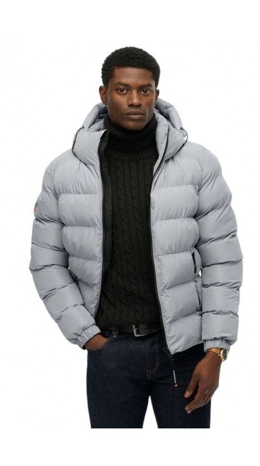 SUPERDRY D1 SDSW HOODED SPORTS PUFFER JACKET ΜΠΟΥΦΑΝ ΑΝΔΡΙΚΟ WASHED DENIM