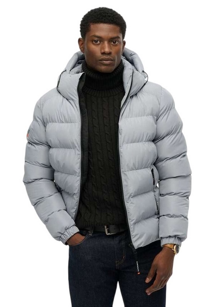 SUPERDRY D1 SDSW HOODED SPORTS PUFFER JACKET ΜΠΟΥΦΑΝ ΑΝΔΡΙΚΟ WASHED DENIM