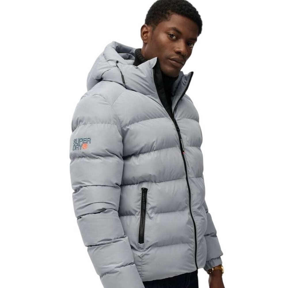 SUPERDRY D1 SDSW HOODED SPORTS PUFFER JACKET ΜΠΟΥΦΑΝ ΑΝΔΡΙΚΟ WASHED DENIM