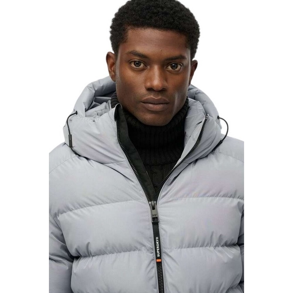 SUPERDRY D1 SDSW HOODED SPORTS PUFFER JACKET ΜΠΟΥΦΑΝ ΑΝΔΡΙΚΟ WASHED DENIM