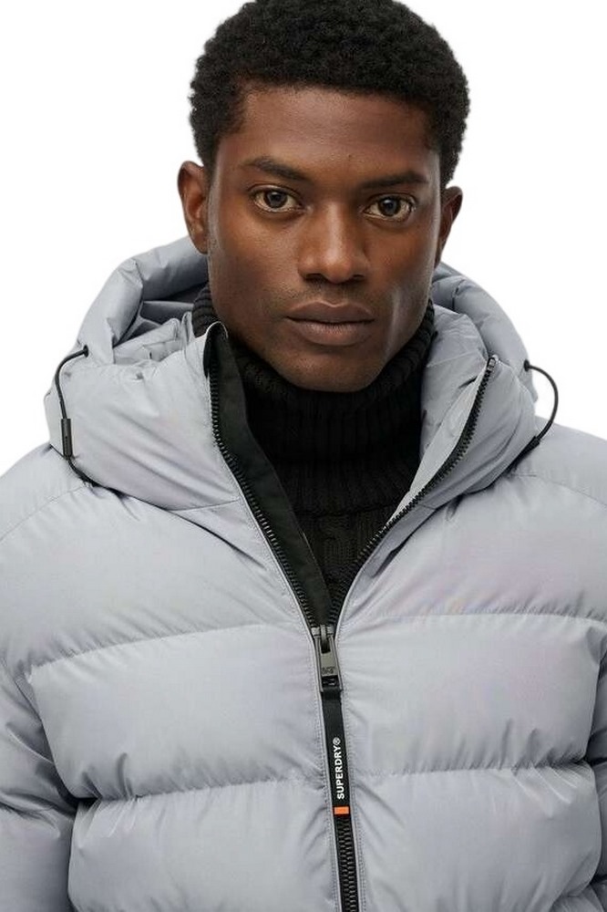 SUPERDRY D1 SDSW HOODED SPORTS PUFFER JACKET ΜΠΟΥΦΑΝ ΑΝΔΡΙΚΟ WASHED DENIM
