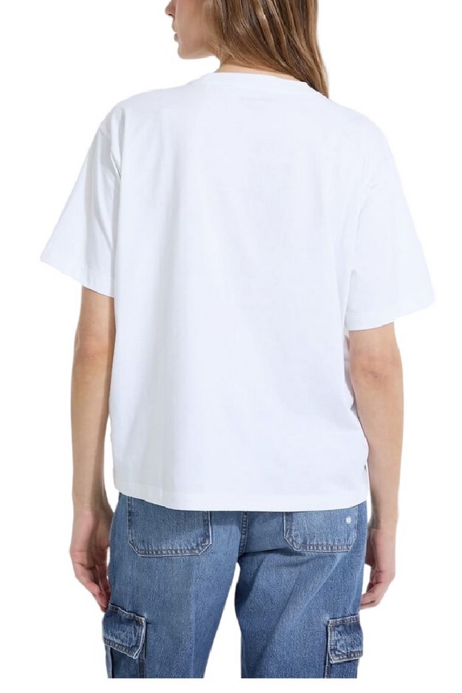 GUESS JEANS CN SS OS EMB SCRIPT TEE T-SHIRT ΜΠΛΟΥΖΑ ΓΥΝΑΙΚΕΙΑ WHITE