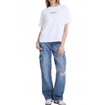 GUESS JEANS CN SS OS EMB SCRIPT TEE T-SHIRT ΜΠΛΟΥΖΑ ΓΥΝΑΙΚΕΙΑ WHITE
