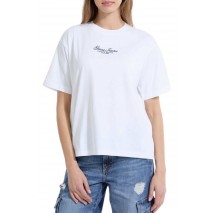 GUESS JEANS CN SS OS EMB SCRIPT TEE T-SHIRT ΜΠΛΟΥΖΑ ΓΥΝΑΙΚΕΙΑ WHITE