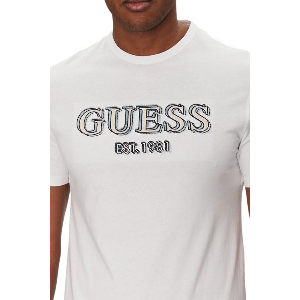 GUESS LOGO TEE T-SHIRT ΜΠΛΟΥΖΑ ΑΝΔΡΙΚΗ WHITE