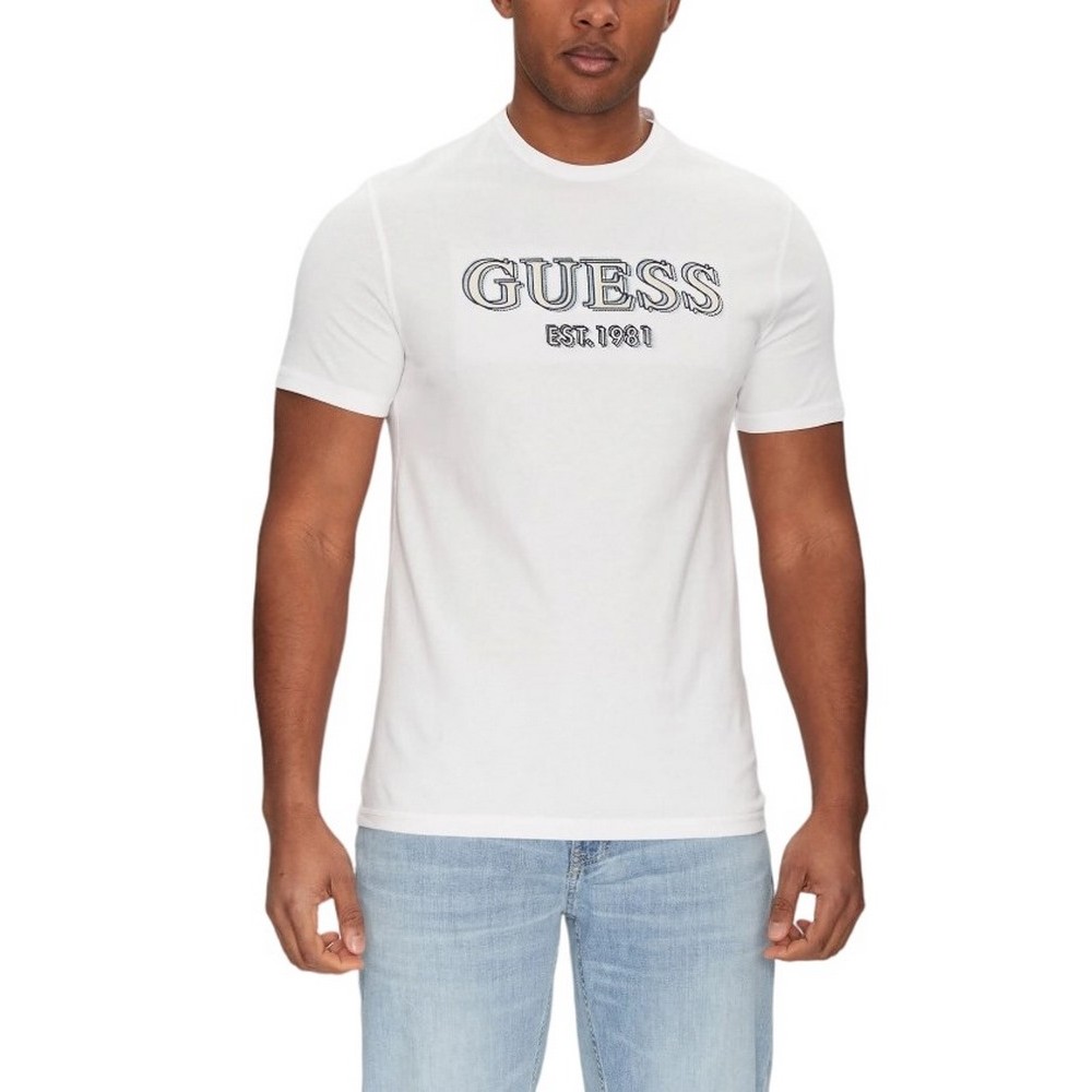 GUESS LOGO TEE T-SHIRT ΜΠΛΟΥΖΑ ΑΝΔΡΙΚΗ WHITE