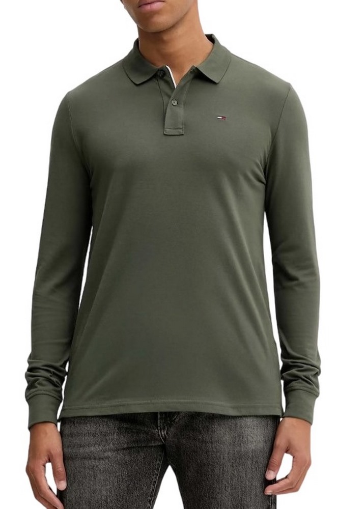 TOMMY JEANS SLIM PLACKET POLO LS EXT ΜΠΛΟΥΖΑ ΑΝΔΡΙΚΗ GREEN