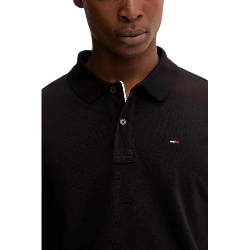 TOMMY JEANS SLIM PLACKET POLO LS EXT ΜΠΛΟΥΖΑ ΑΝΔΡΙΚΗ BLACK