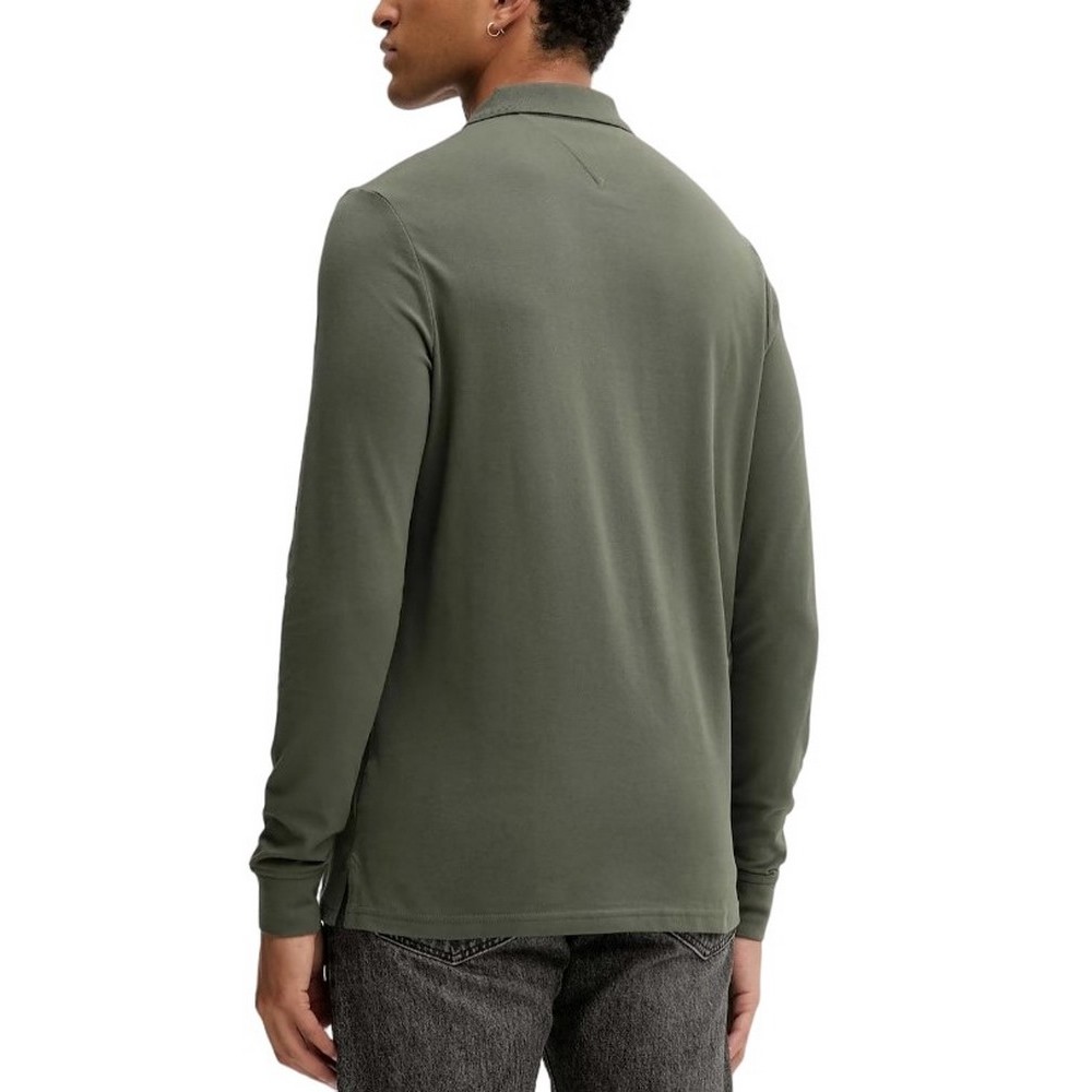 TOMMY JEANS SLIM PLACKET POLO LS EXT ΜΠΛΟΥΖΑ ΑΝΔΡΙΚΗ GREEN