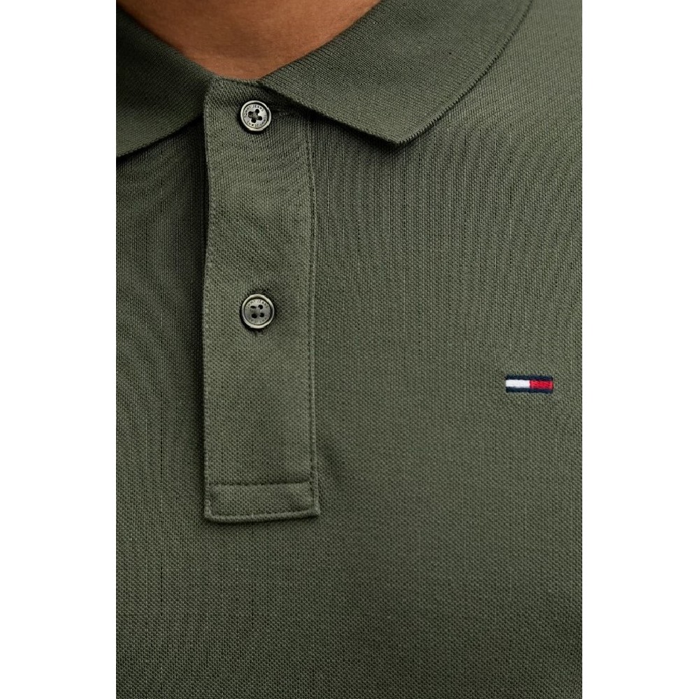 TOMMY JEANS SLIM PLACKET POLO LS EXT ΜΠΛΟΥΖΑ ΑΝΔΡΙΚΗ GREEN