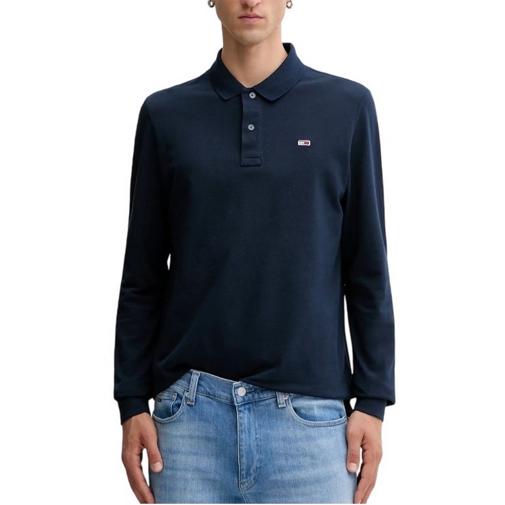TOMMY JEANS SLIM PLACKET POLO LS EXT ΜΠΛΟΥΖΑ ΑΝΔΡΙΚΗ NAVY