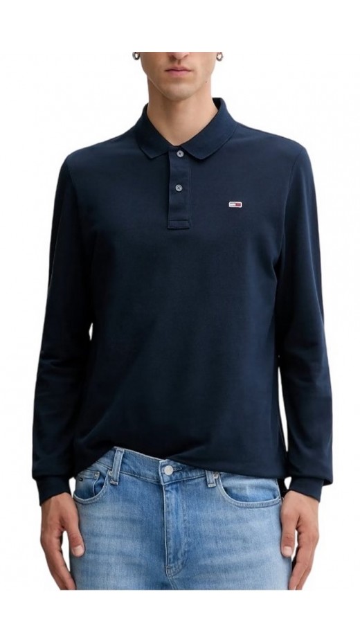TOMMY JEANS SLIM PLACKET POLO LS EXT ΜΠΛΟΥΖΑ ΑΝΔΡΙΚΗ NAVY