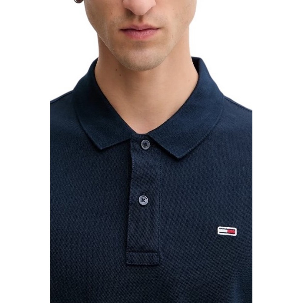TOMMY JEANS SLIM PLACKET POLO LS EXT ΜΠΛΟΥΖΑ ΑΝΔΡΙΚΗ NAVY