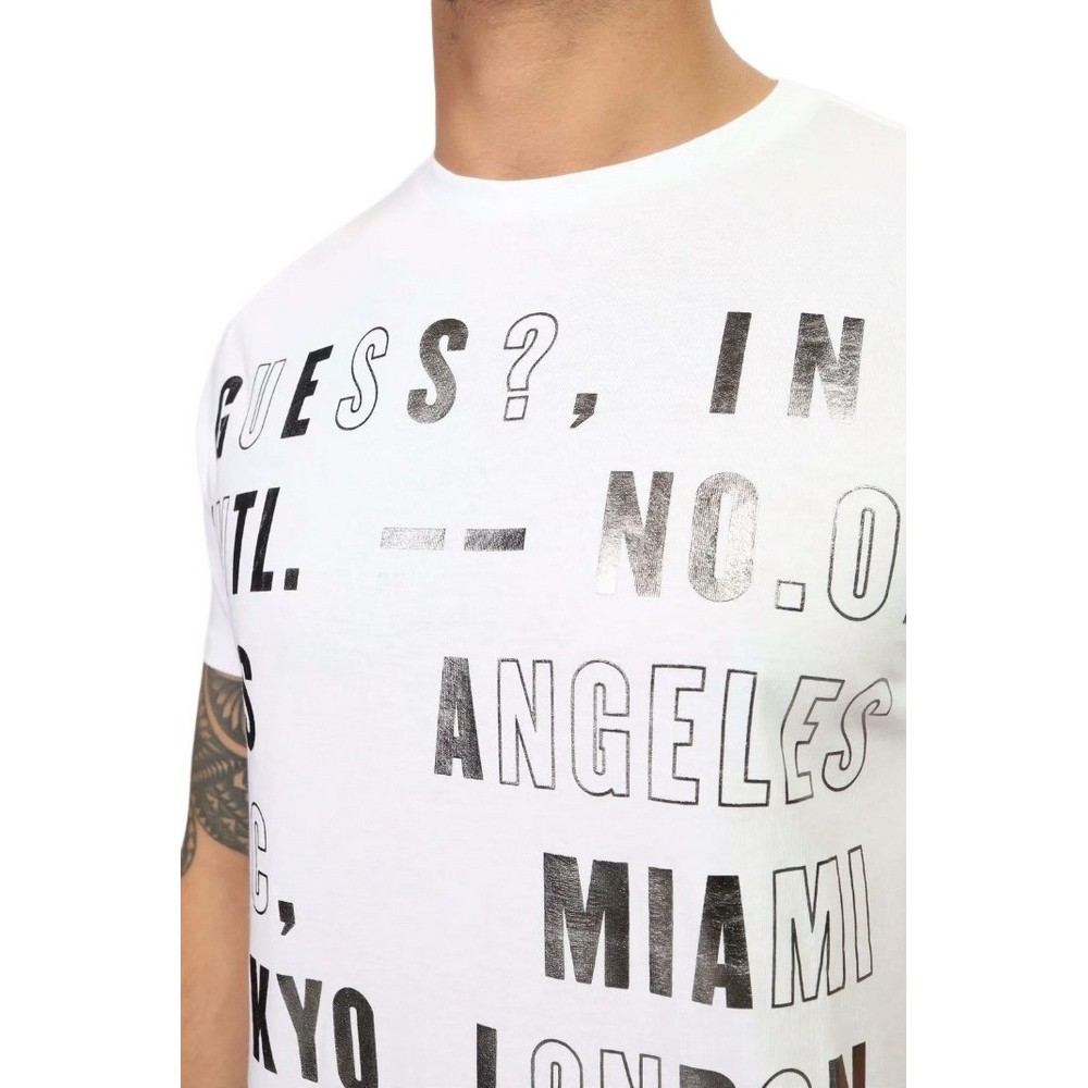 GUESS CITY LOGO T-SHIRT ΜΠΛΟΥΖΑ ΑΝΔΡΙΚΗ WHITE