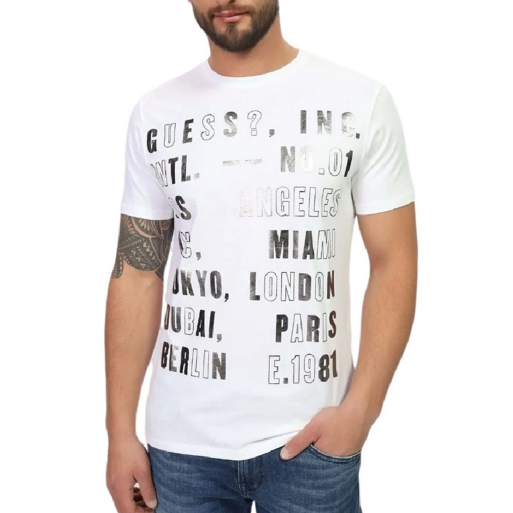 GUESS CITY LOGO T-SHIRT ΜΠΛΟΥΖΑ ΑΝΔΡΙΚΗ WHITE