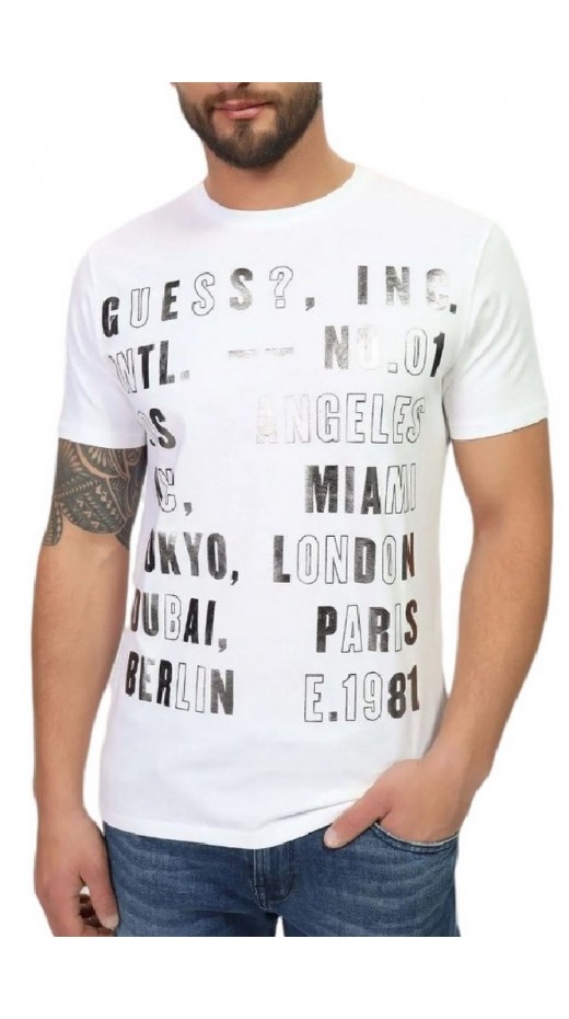 GUESS CITY LOGO T-SHIRT ΜΠΛΟΥΖΑ ΑΝΔΡΙΚΗ WHITE