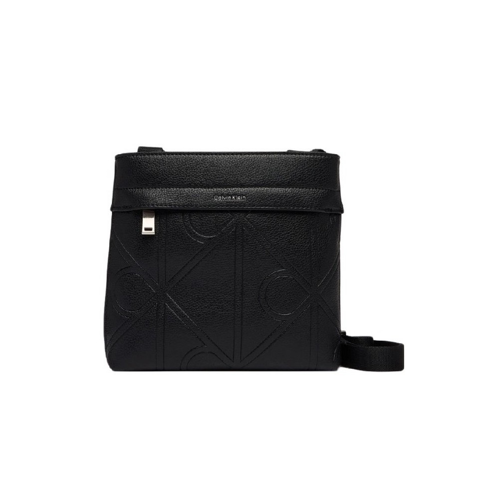 CALVIN KLEIN EMBLEM EMBOSS SLIM FLATPACK ΤΣΑΝΤΑ ΑΝΔΡΙΚΗ BLACK
