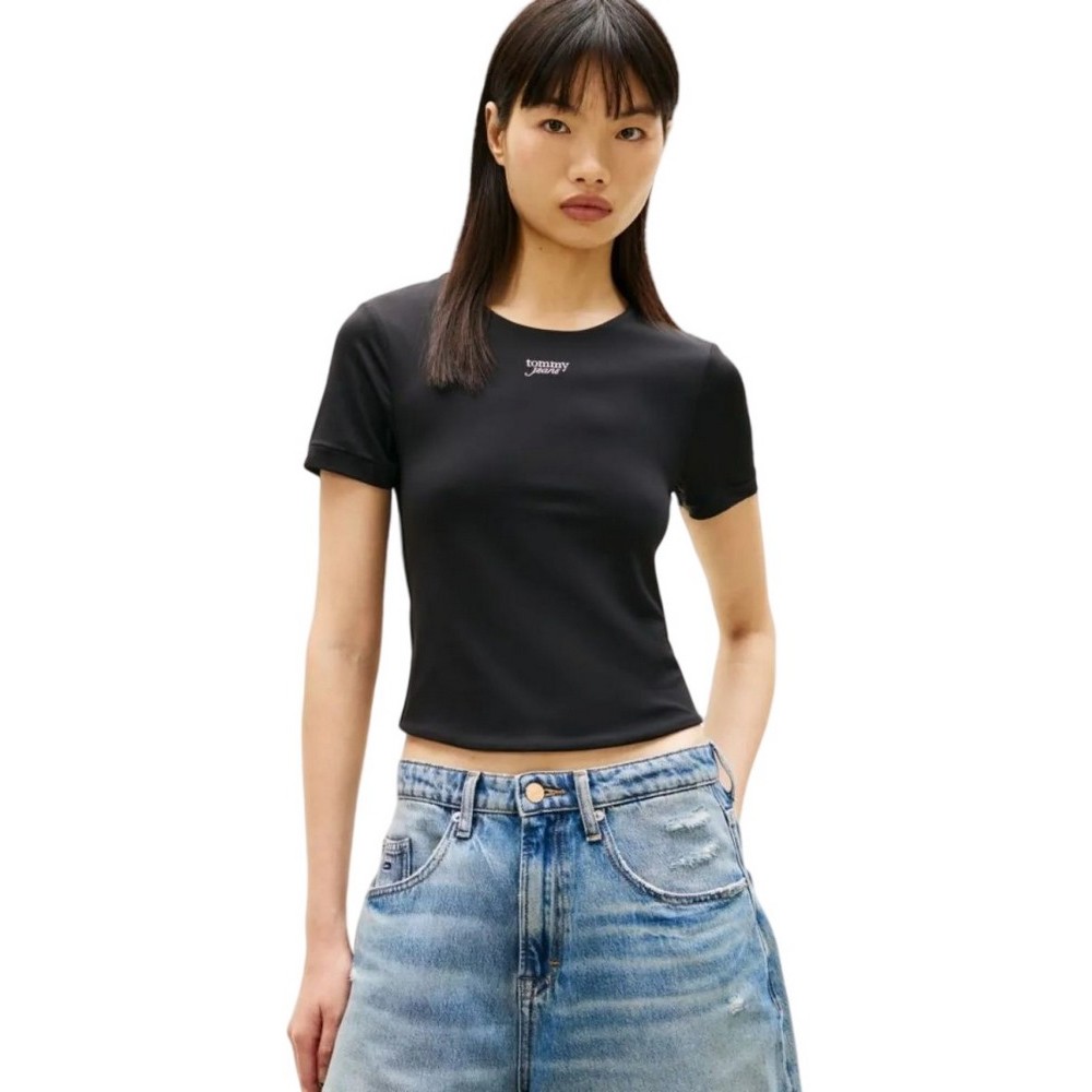 TOMMY JEANS SLIM SH SILVER SCRIPT TEE ΤΟΠ ΓΥΝΑΙΚΕΙΟ BLACK