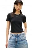 TOMMY JEANS SLIM SH SILVER SCRIPT TEE ΤΟΠ ΓΥΝΑΙΚΕΙΟ BLACK