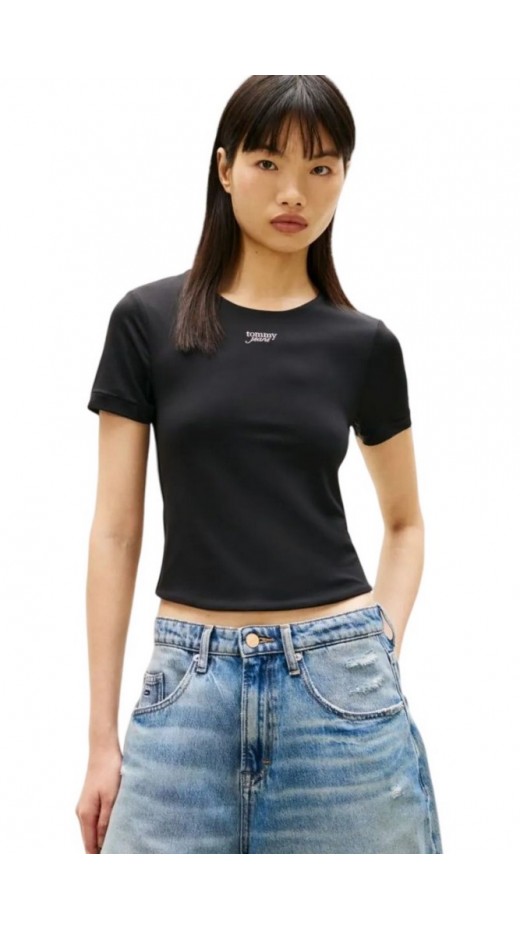 TOMMY JEANS SLIM SH SILVER SCRIPT TEE ΤΟΠ ΓΥΝΑΙΚΕΙΟ BLACK