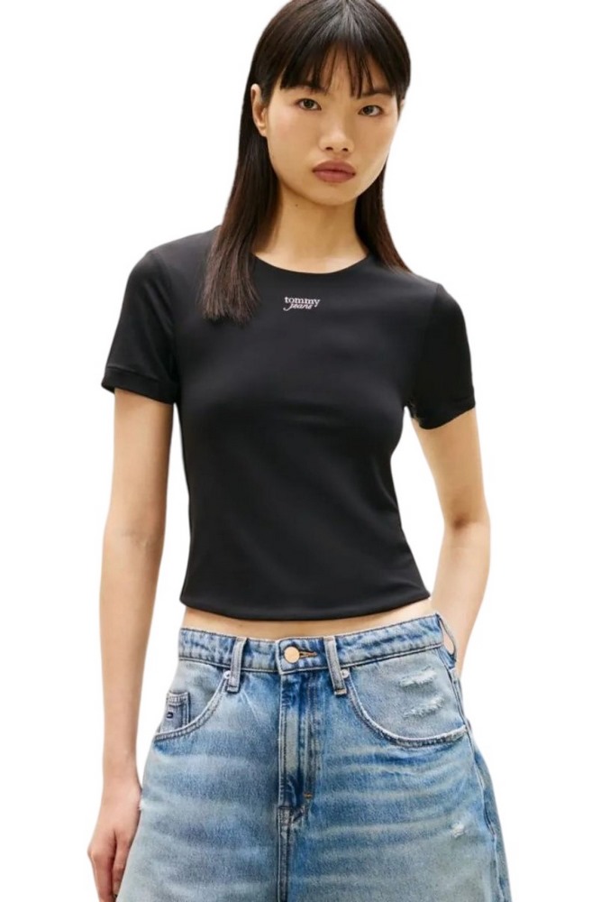 TOMMY JEANS SLIM SH SILVER SCRIPT TEE ΤΟΠ ΓΥΝΑΙΚΕΙΟ BLACK