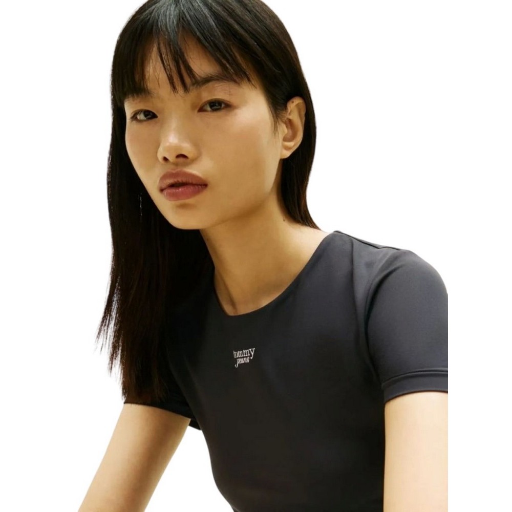 TOMMY JEANS SLIM SH SILVER SCRIPT TEE ΤΟΠ ΓΥΝΑΙΚΕΙΟ BLACK